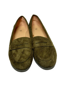 Elegant Olive Suede Women's Loafers